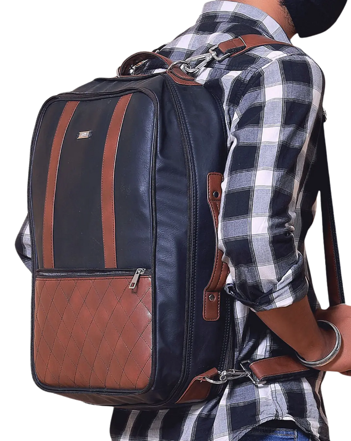 Munich Travelling Backpack  (Black and Brown) thestruttstore