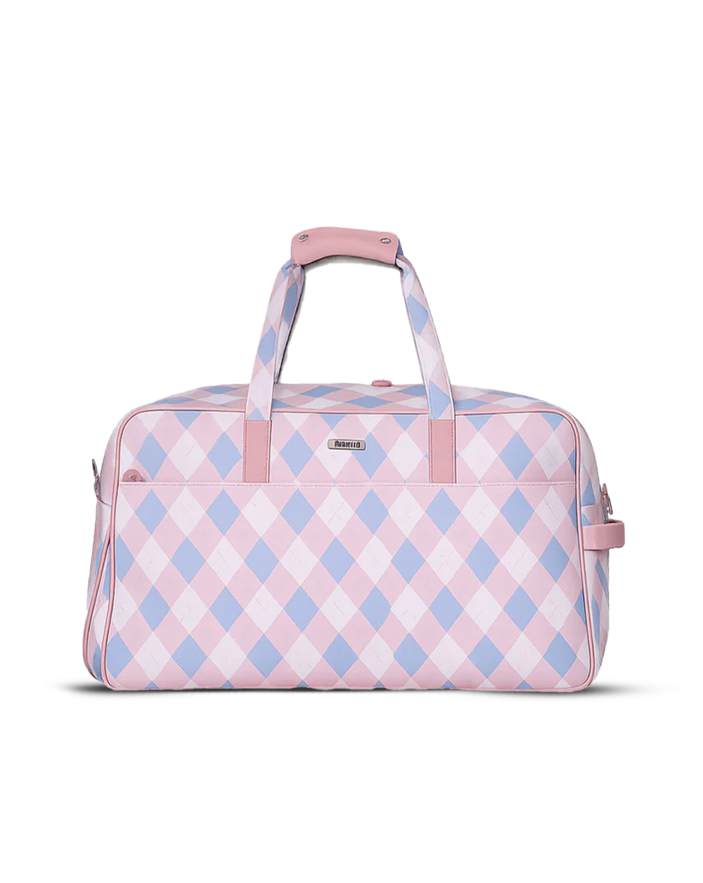 Pink british checkered weekender bag