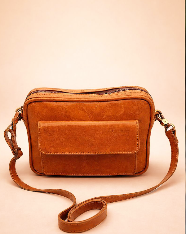 Brown leather multipurpose bumbag