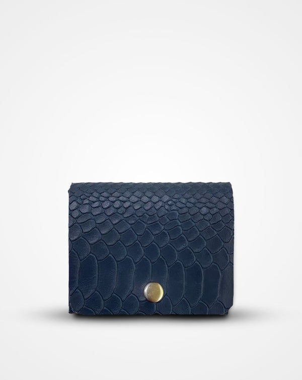 BLUE SNAKE PRINT BATUA - SLIM LEATHER WALLET