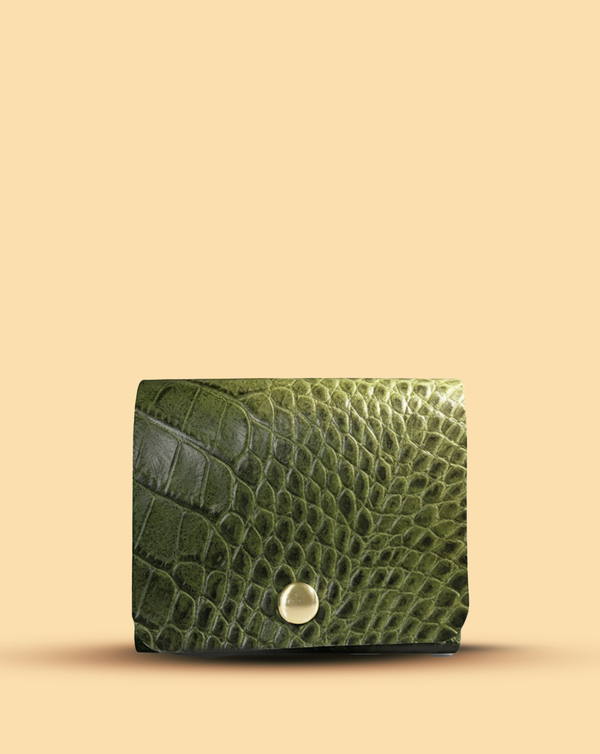 Green croc print native batua