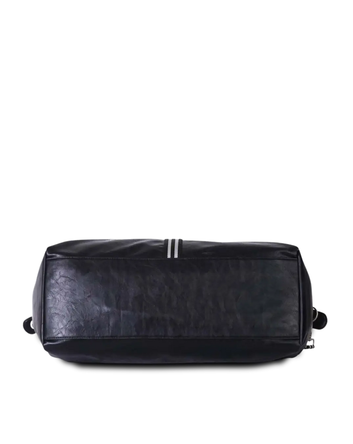 Black Duffel Bag with Black and White Stripes thestruttstore