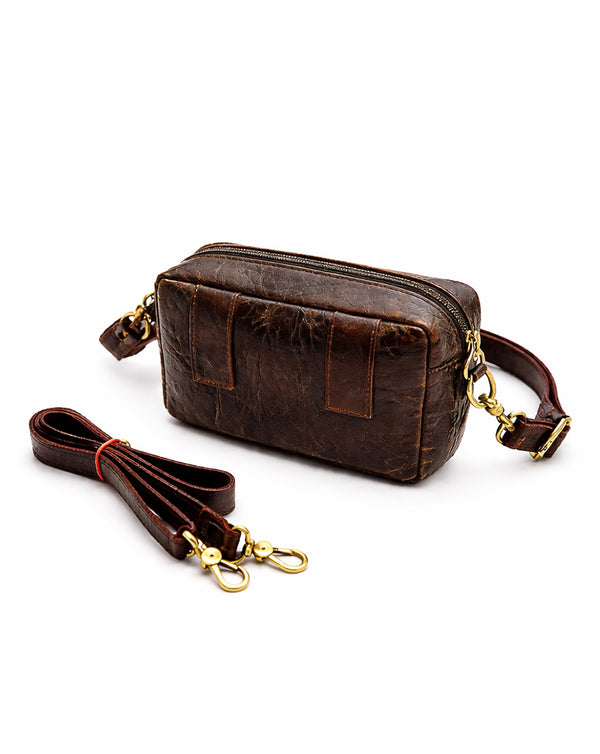 Dark brown leather multipurpose bumbag
