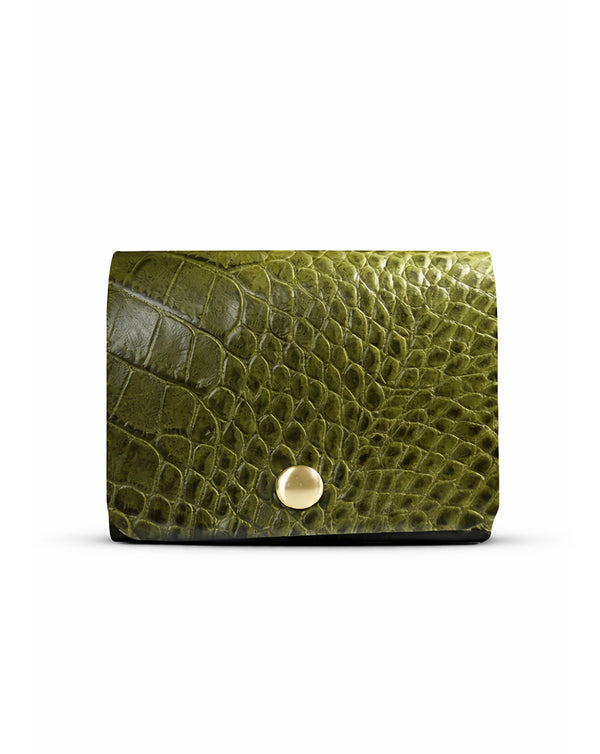 Green croc print native batua