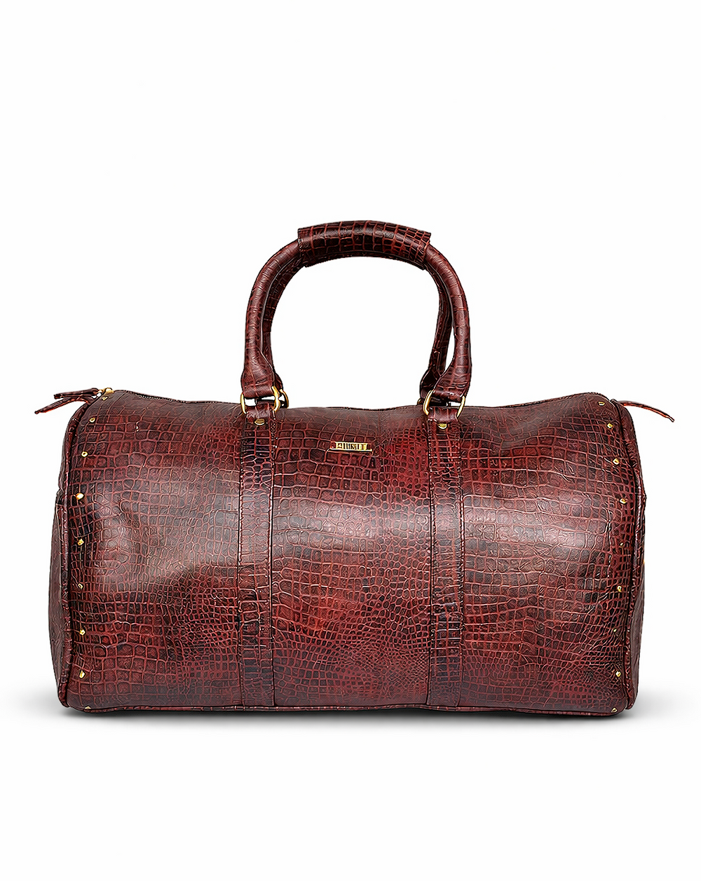 Alfred- Maroon leather croc print duffel bag