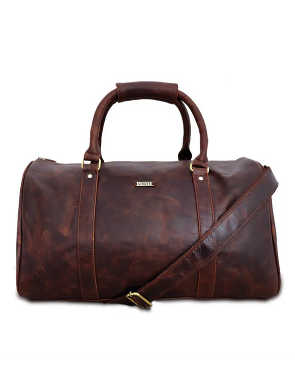 Charles- The Crushed Brown Leather Cabin Bag thestruttstore