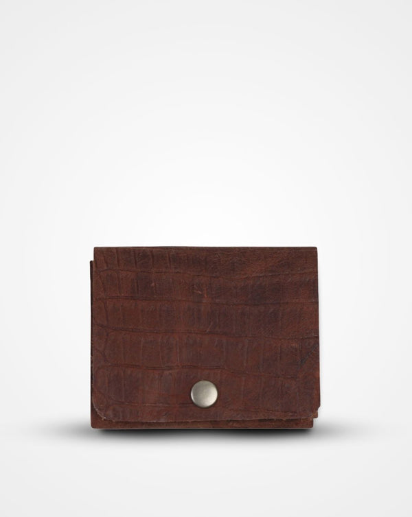 TAN CROC PRINT NATIVE BATUA - SLIM LEATHER WALLET