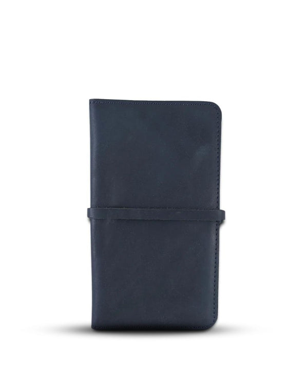 BLUE LEATHER TRAVEL PASSPORT WALLET