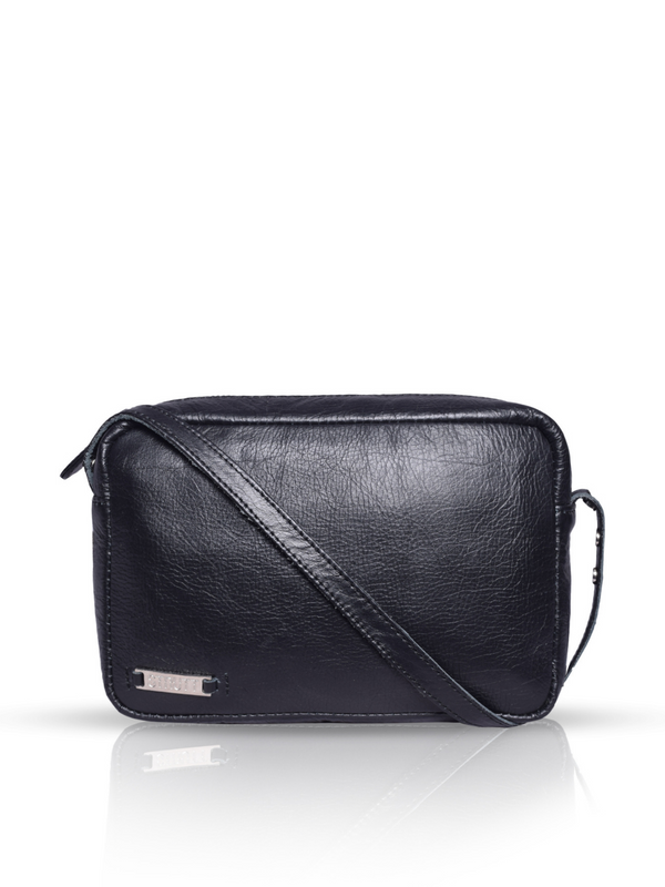 UrbanEase Compact  Black Leather Sling