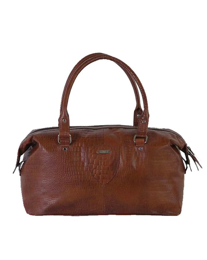 Robert- The Brown Leather Croc Print Everyday Bag thestruttstore