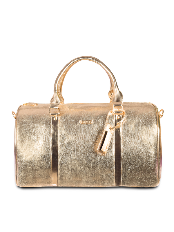 Glittery Gold Cabin Bag with Toiletry Kit - Carry on Luggage