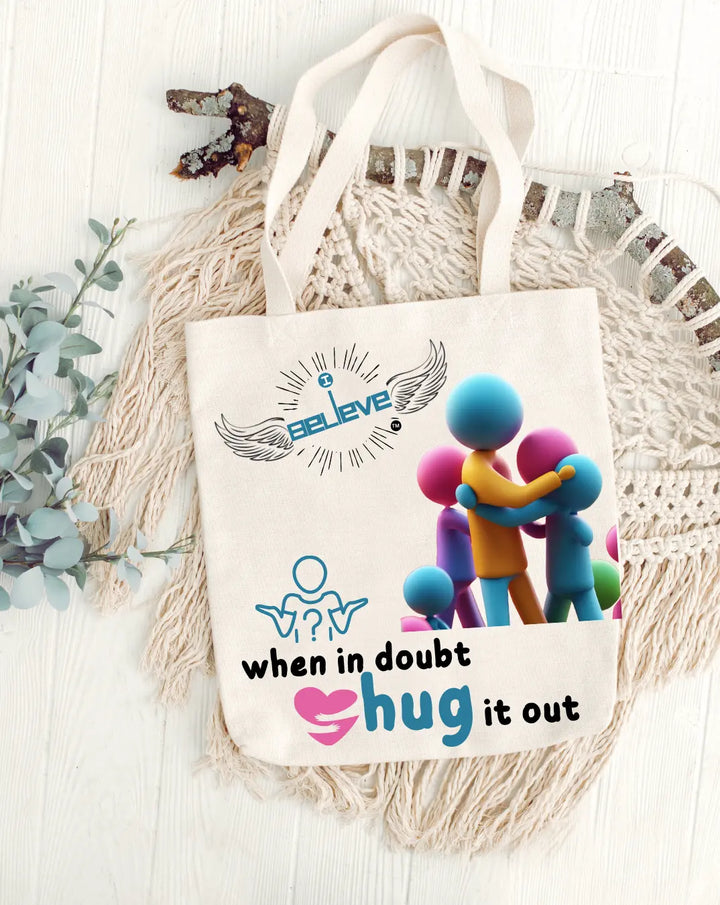I Believe in Hugs Daily Thaila -  Canvas Reusable Bags thestruttstore