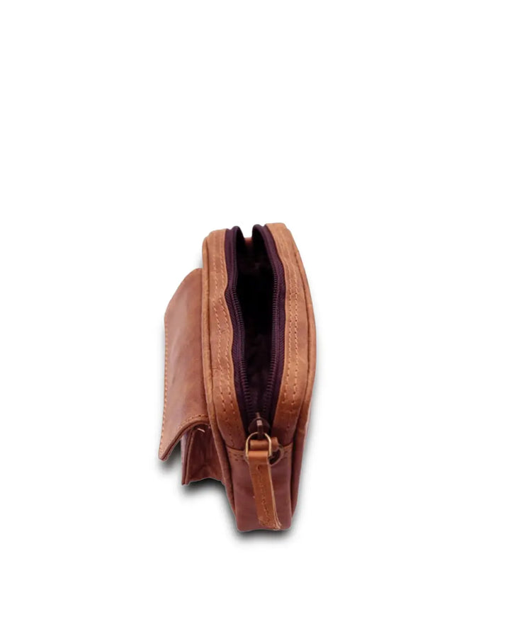 Brown Front Pocket Leather Bumbag thestruttstore