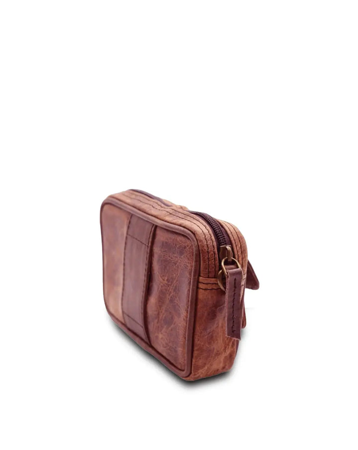 Dark Brown Front Pocket Leather Bumbag thestruttstore