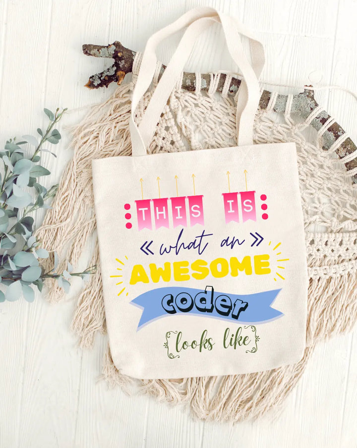 Awesome Coder -  Canvas Reusable Bags thestruttstore