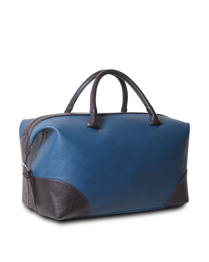 Blue and Black Leatherette Duffle Bag thestruttstore