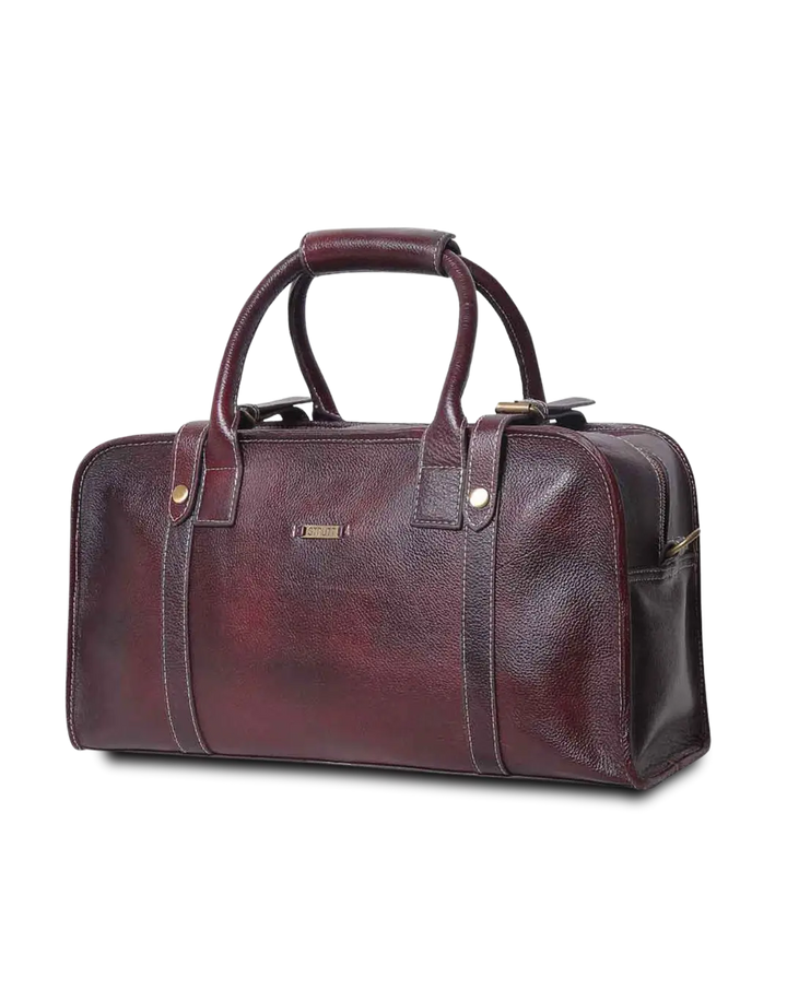 Marin - The Maroon Leather Travel Duffle Bag thestruttstore