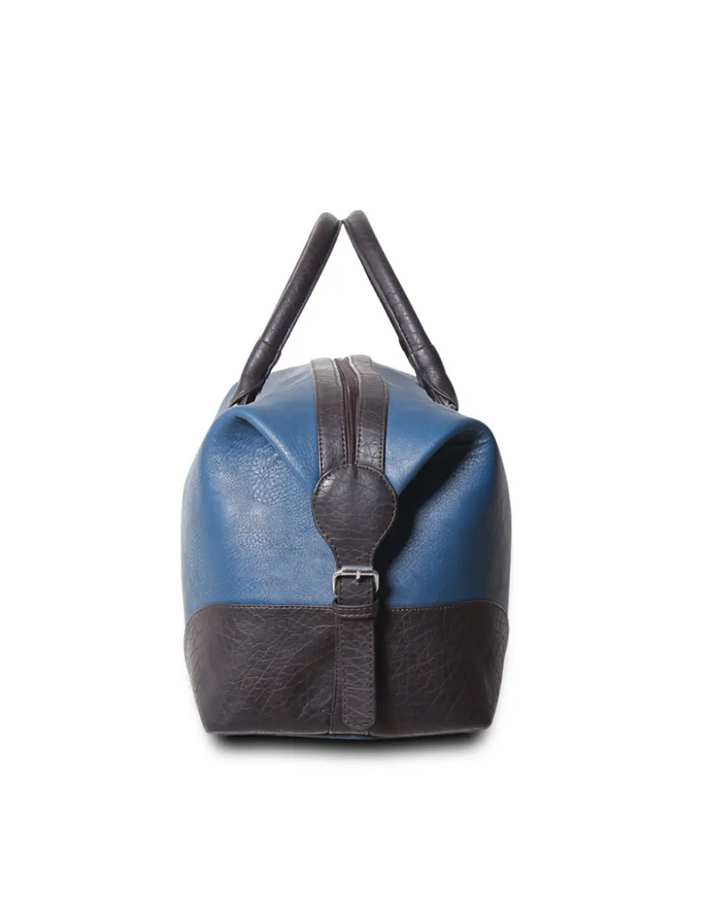 Blue and Black Leatherette Duffle Bag thestruttstore
