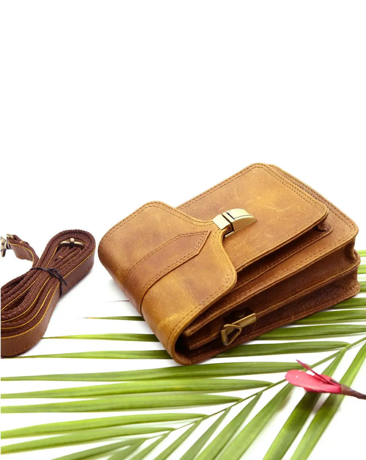 Brown Leather Flap Bumbag thestruttstore