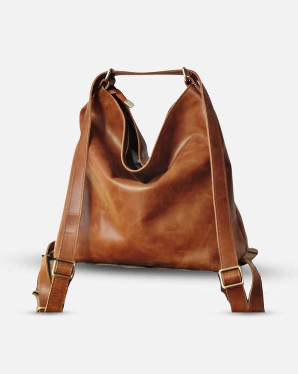 Travelling Midi Backpack: Brown Vintage