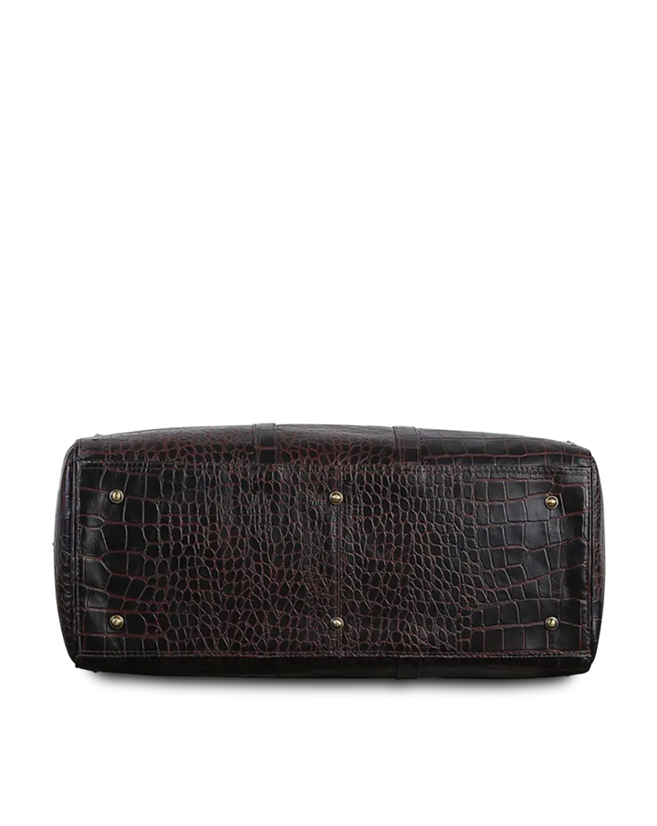 Alfred- Maroon Leather Croc Print Duffel Bag thestruttstore