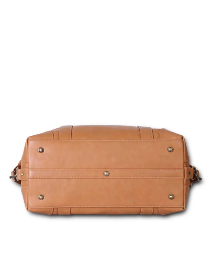 Brown Leatherette Duffle Bag with Side Hooks thestruttstore