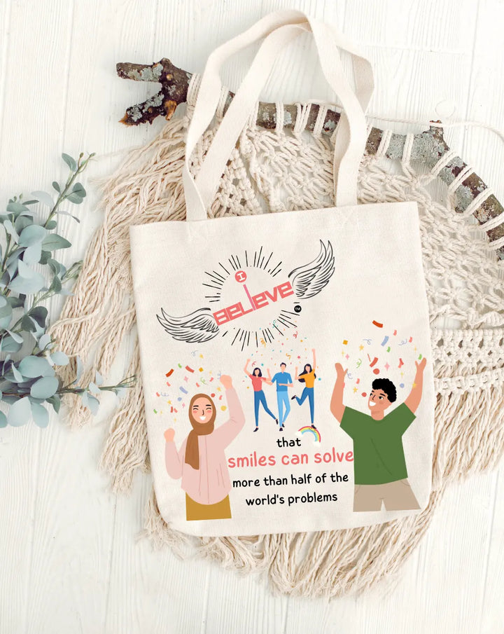 I Believe in Smiles Daily Thaila -  Canvas Reusable Bags thestruttstore