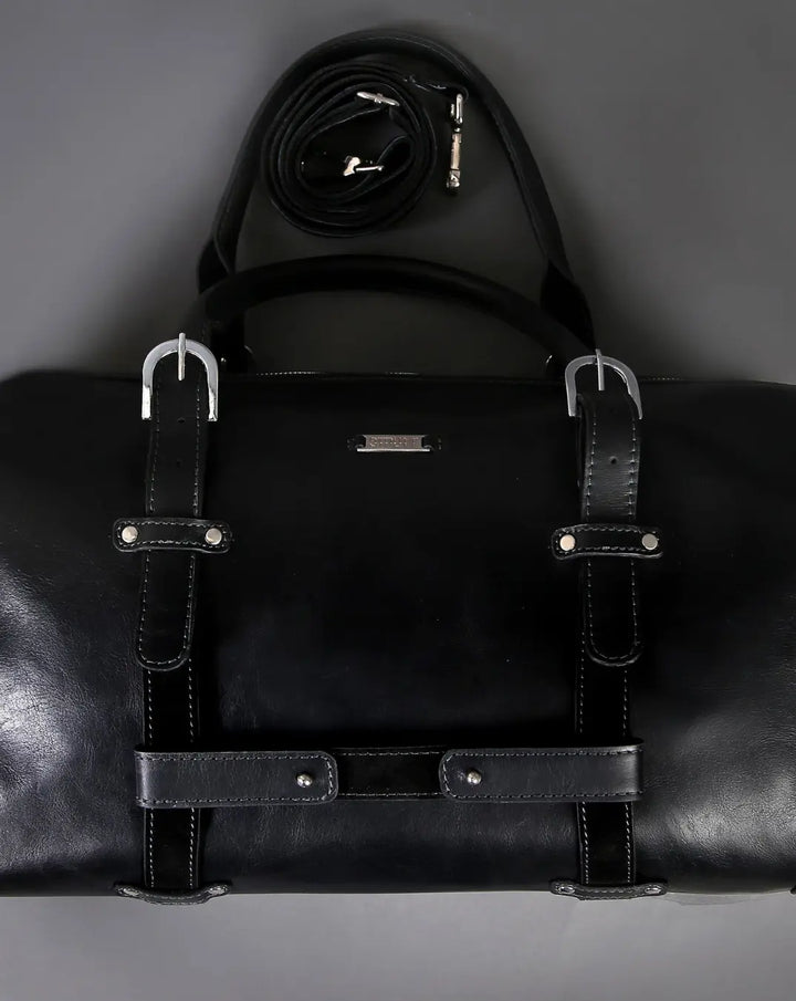 Louis - The Black Leather Duffle Bag - thestruttstore