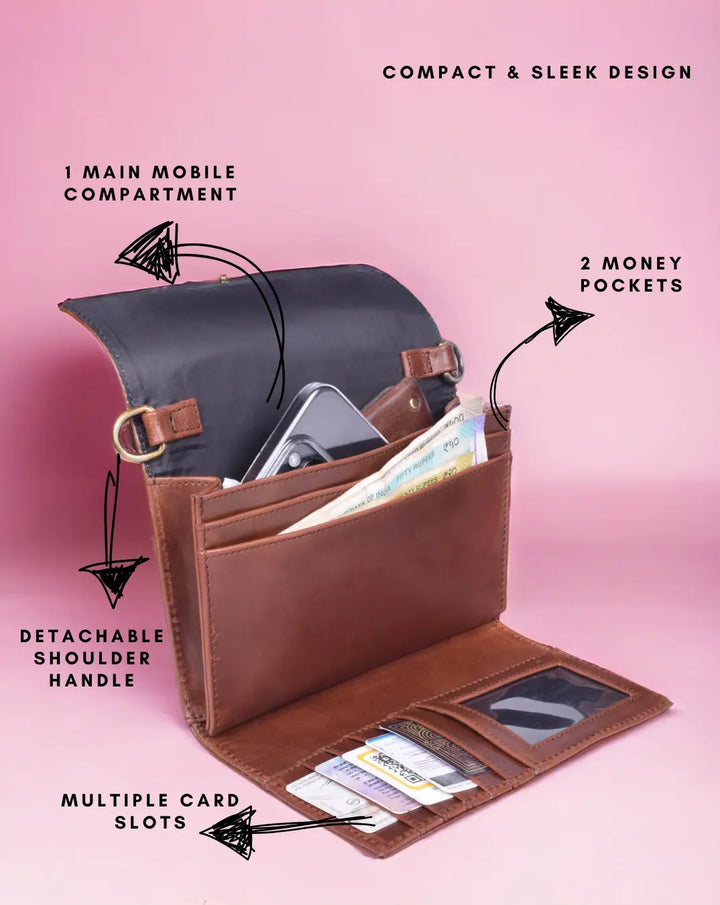 VersaCarry 2-in-1 Leather Sling Wallet - Sling Bag thestruttstore