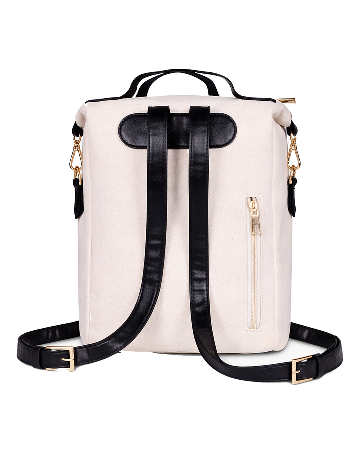 Travelling Midi Backpack: Canvas & Leather Midi