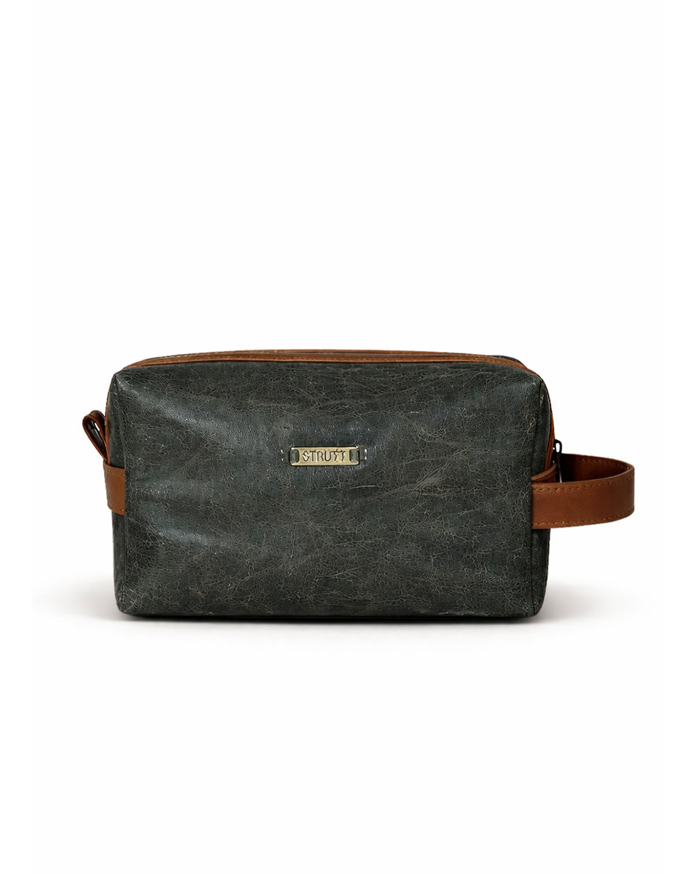 The olive green & brown leather toiletry bag II DOPP Kit