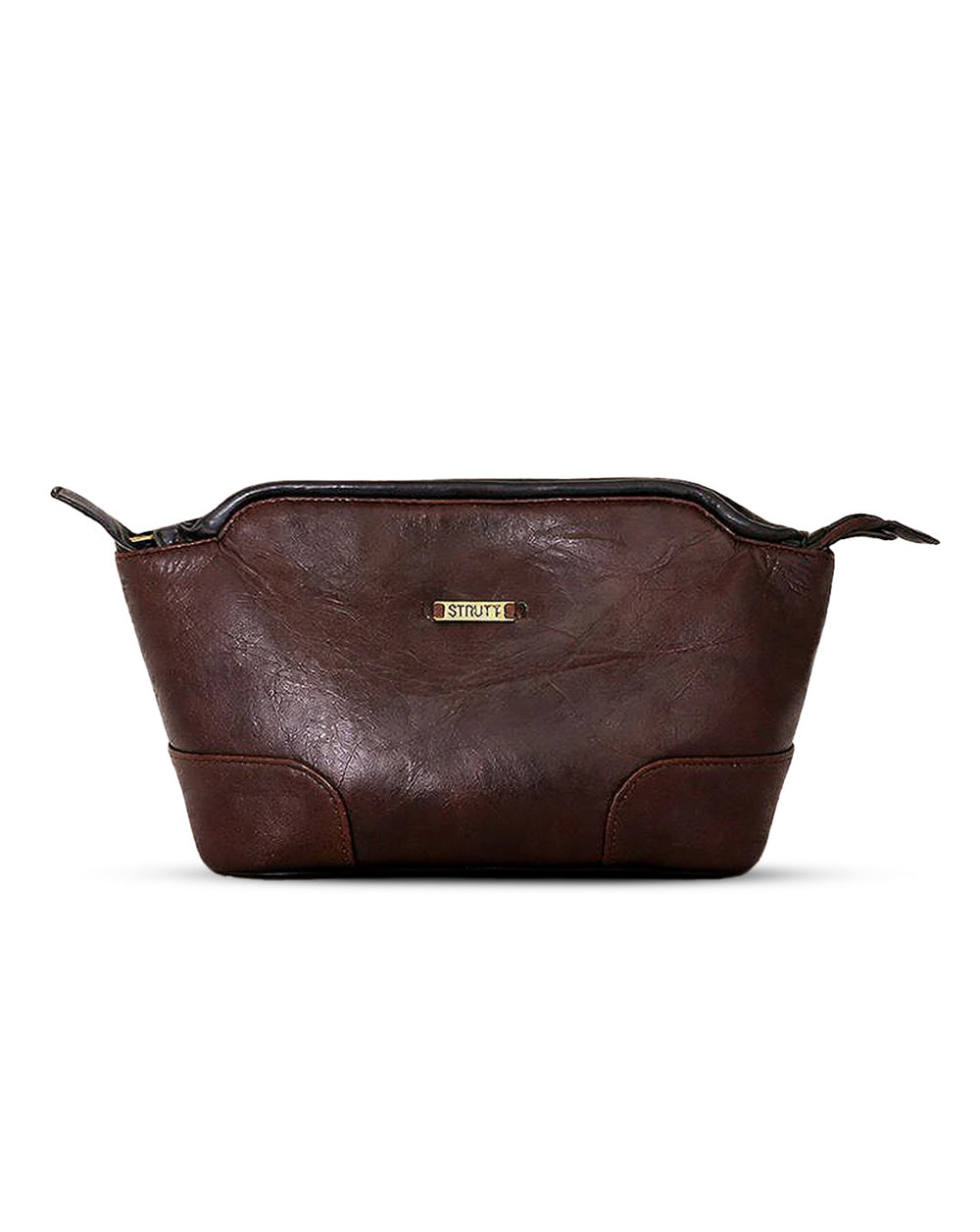 Dark Brown leather travel toiletry bag II DOPP Kit