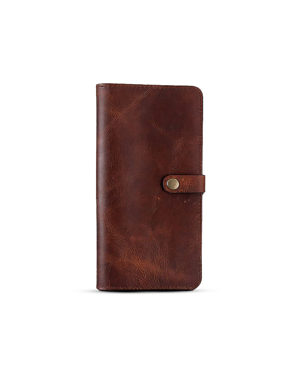 Crushed tan leather passport wallet