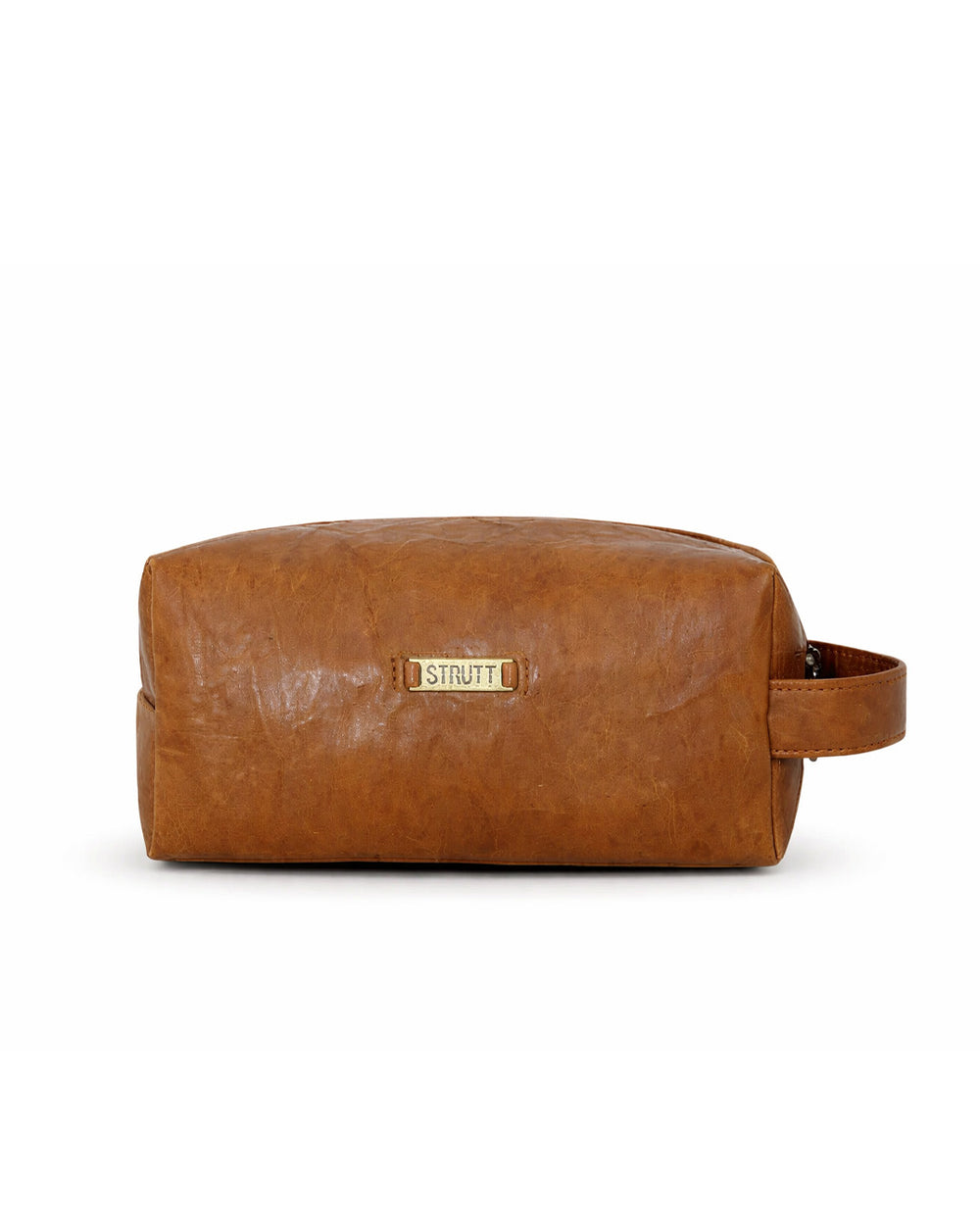 The crushed tan leather toiletry bag II DOPP Kit