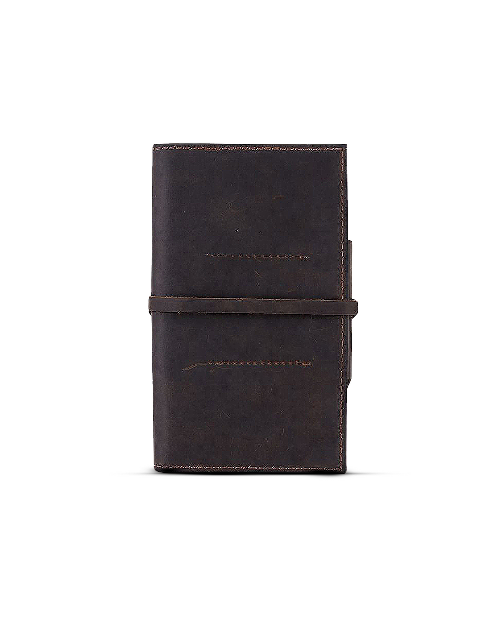 Crushed brown leather passport wallet