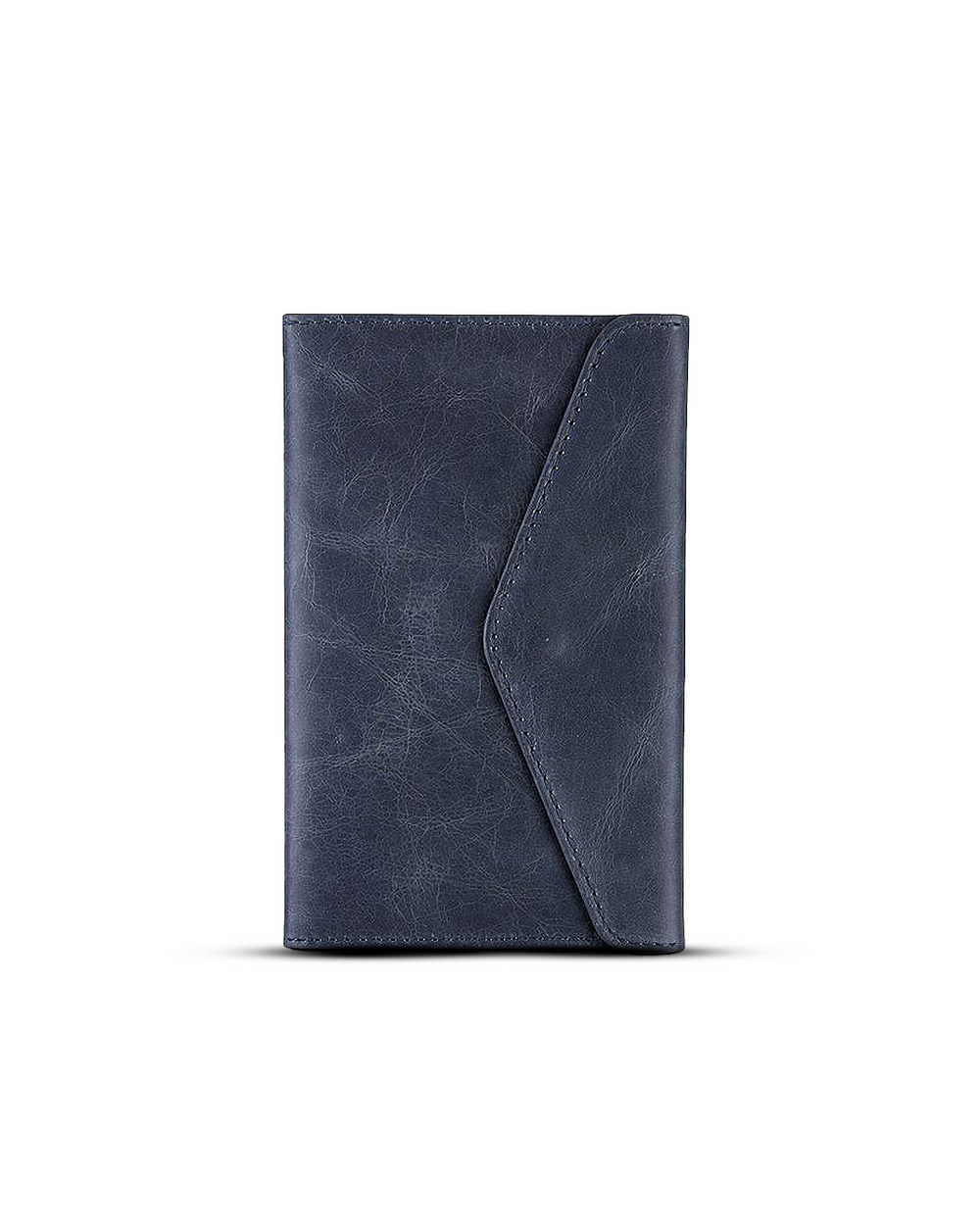 Grunge blue leather passport wallet