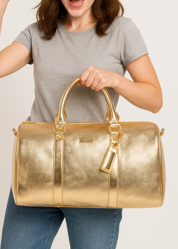 Glittery Gold cabin bag with toiletry pouch