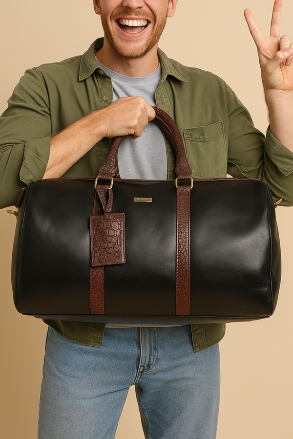 Stanford - The brown & black leather cabin bag