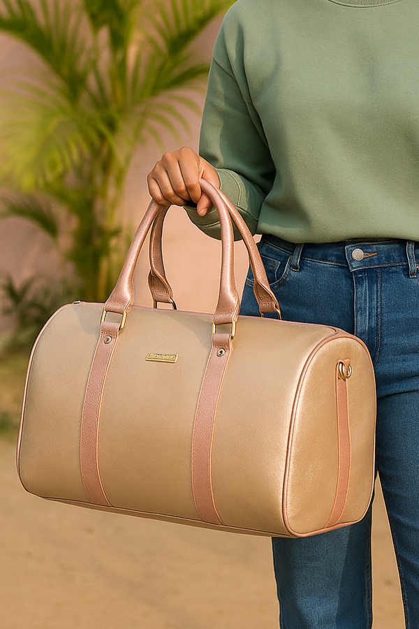 Gold & Pink cabin bag with toiletry pouch