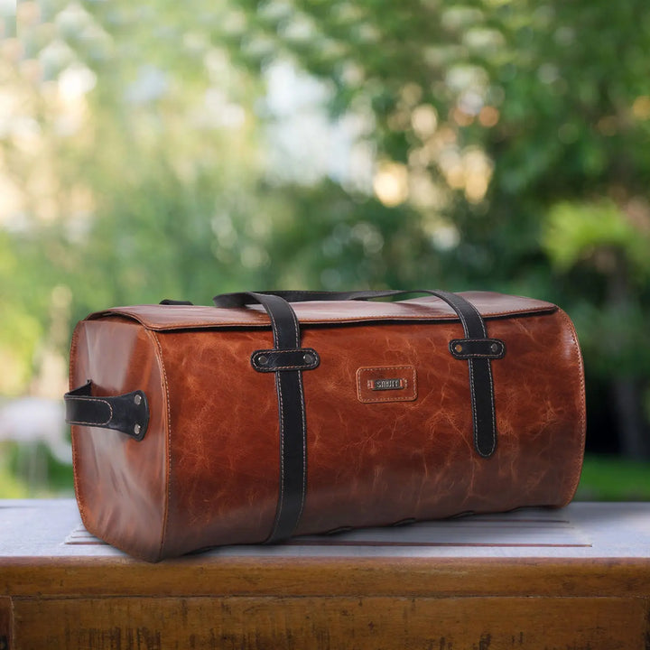 Thomas - Brown and Black Leather Duffle bag thestruttstore