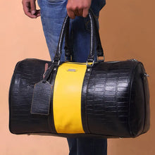 Load image into Gallery viewer, Melvin- The Yellow and Black Leather Cabin Baggage with Toiletry Kit
