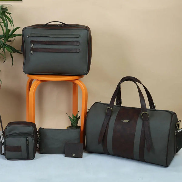 Green Voyager Set of 4 Bags with Leather Batua thestruttstore