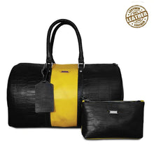 Load image into Gallery viewer, Melvin- The Yellow and Black Leather Cabin Baggage with Toiletry Kit
