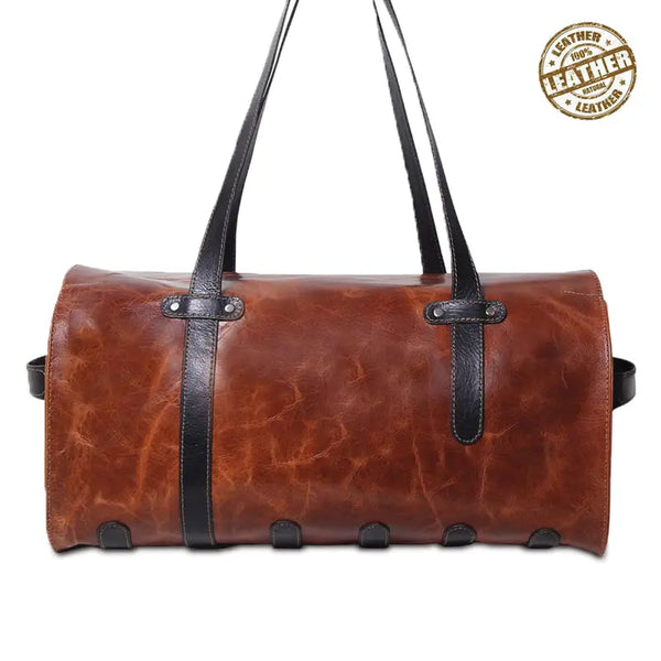 Thomas - Brown and Black Leather Duffle bag thestruttstore